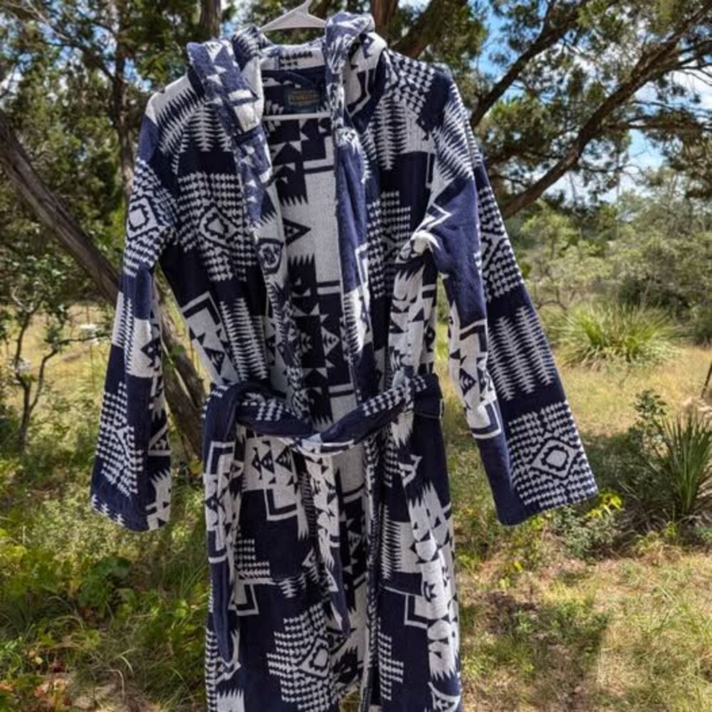 Pendleton Towel robe M/L Blue & White